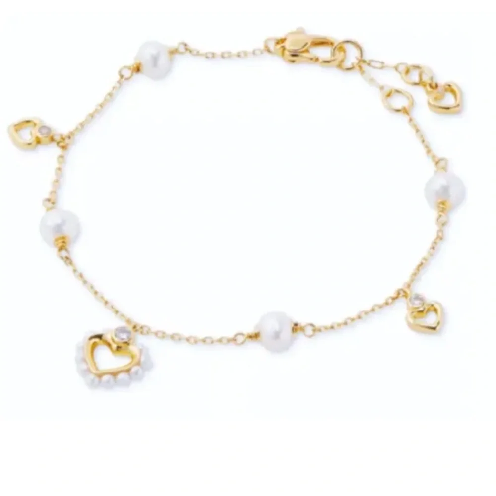 Kate Spade Gold and Pearl Heart Charm Bracelet  NWT Dust Bag Included - Picture 5 of 6